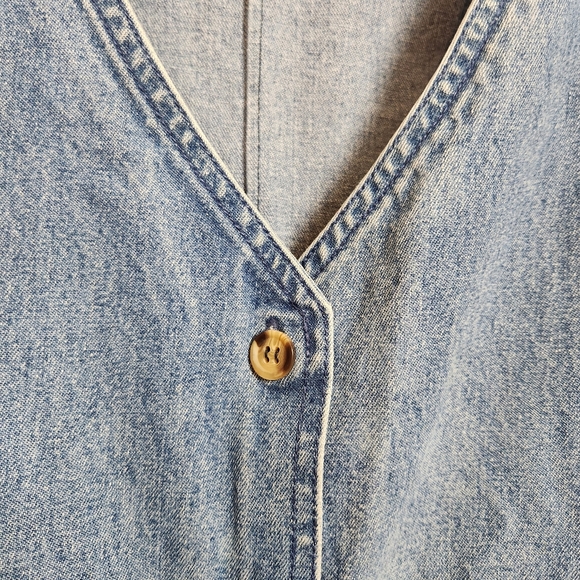 Vintage Denim Button Up Jean Dress 90s 1990s Cottagecore Boho Western Size Small - Picture 4 of 10